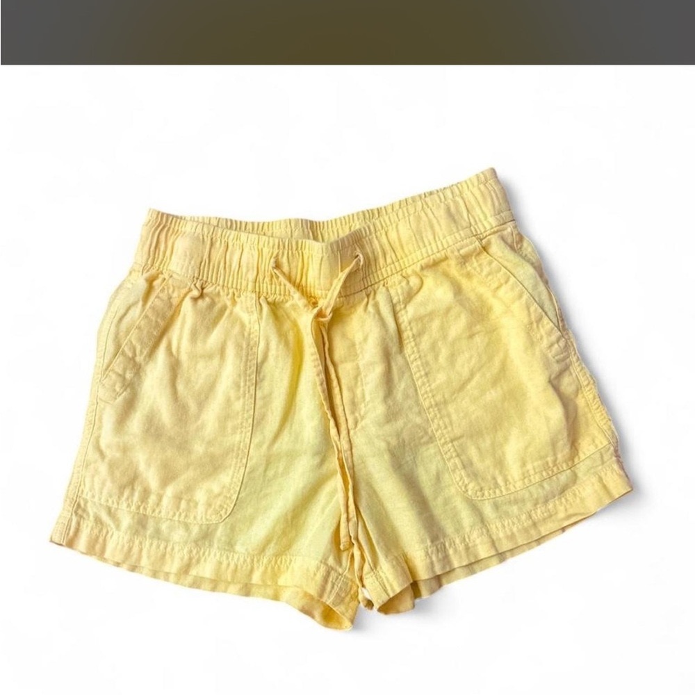 GAP Women's Butter Yellow Drawstring Elastic-Waist Linen shorts